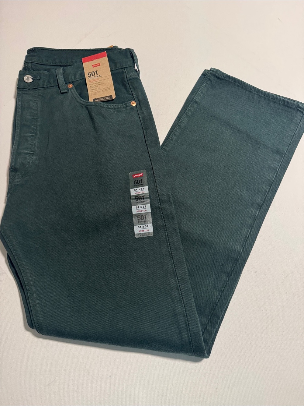 Levis 501 Jeans Mens 34 32 Green Button Fly